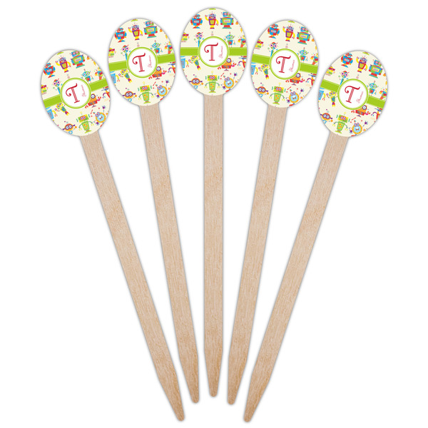 Rocking Robots Wooden Food Pick - Oval - Fan View