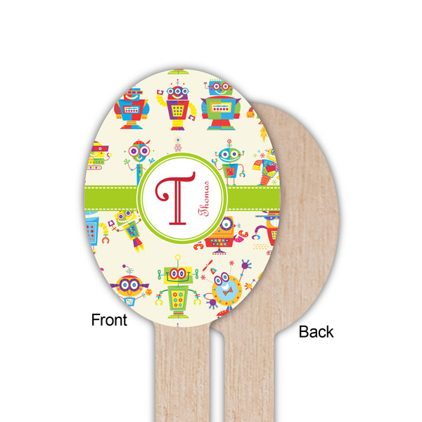 Rocking Robots Wooden Food Pick - Oval - Single Sided - Front & Back