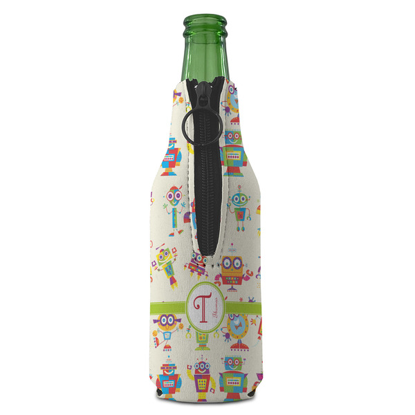 Rocking Robots Zipper Bottle Cooler - BACK (bottle)