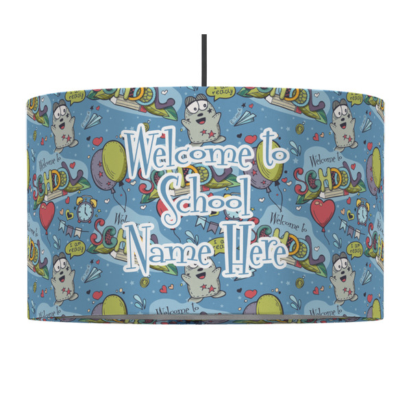 Custom Welcome to School 12" Drum Pendant Lamp - Fabric (Personalized)