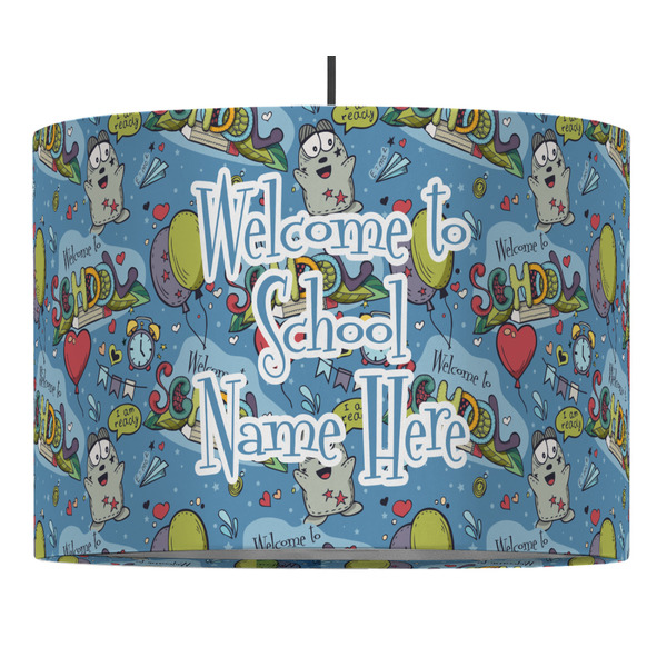 Custom Welcome to School 16" Drum Pendant Lamp - Fabric (Personalized)