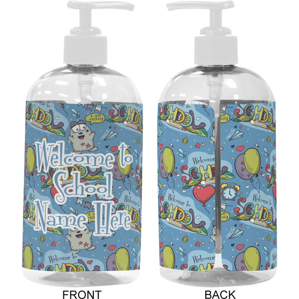 Welcome to School 16 oz Plastic Liquid Dispenser- Approval- White