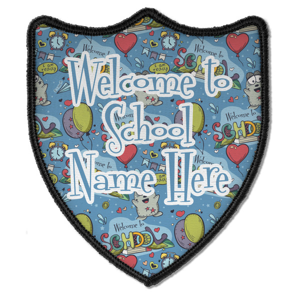 Custom Welcome to School Iron On Shield Patch B w/ Name or Text