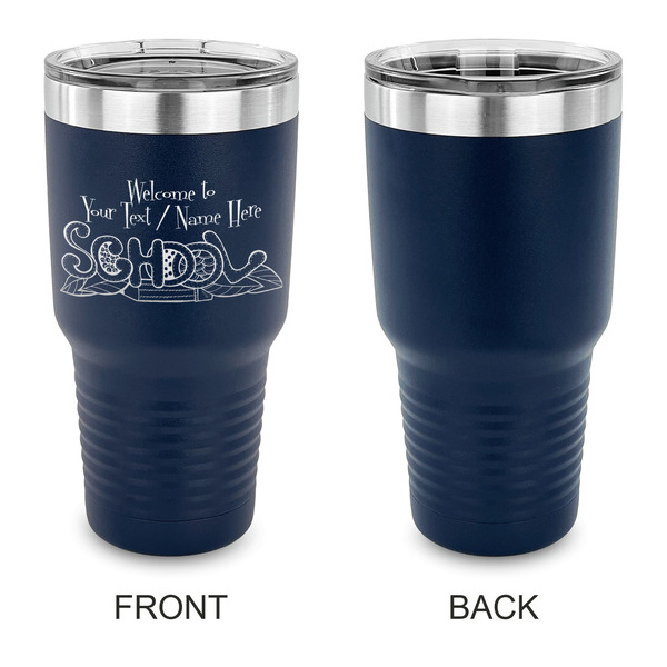 Welcome to School 30 oz Stainless Steel Ringneck Tumblers - Navy - Single Sided - APPROVAL