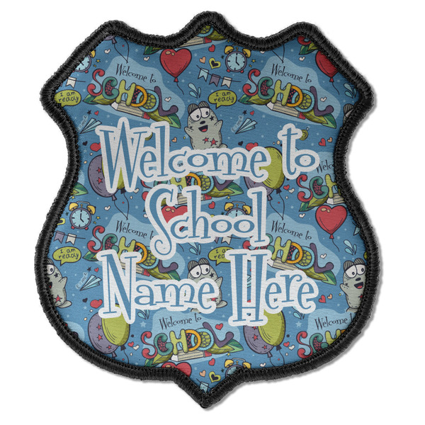 Custom Welcome to School Iron On Shield Patch C w/ Name or Text