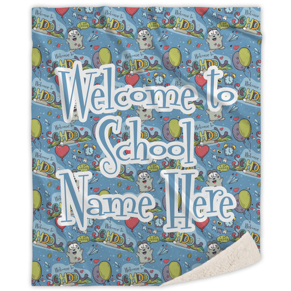 Custom Welcome to School Sherpa Throw Blanket - 60"x80" (Personalized)