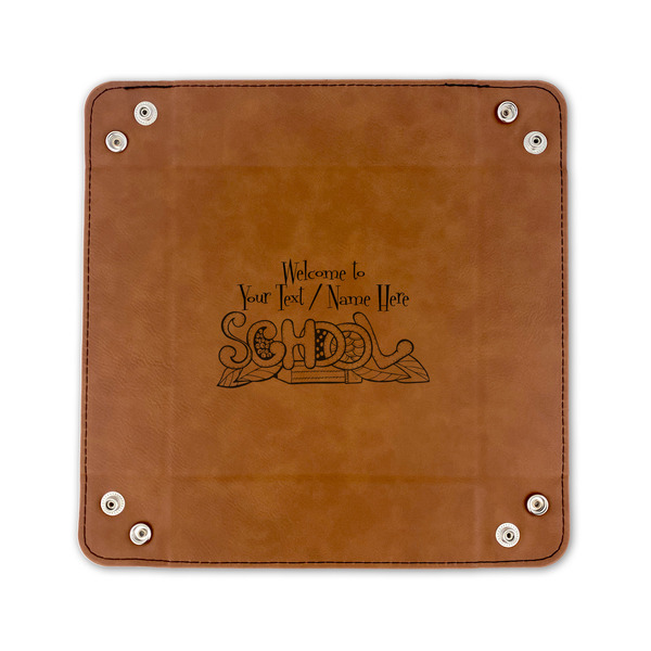 Welcome to School 6" x 6" Leatherette Snap Up Tray - FLAT FRONT