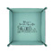 Welcome to School 6" x 6" Teal Leatherette Snap Up Tray - FOLDED UP
