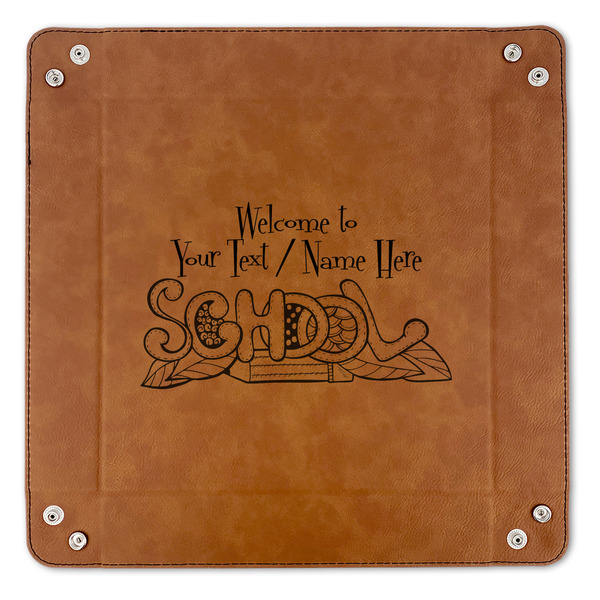 Welcome to School 9" x 9" Leatherette Snap Up Tray - APPROVAL (FLAT)