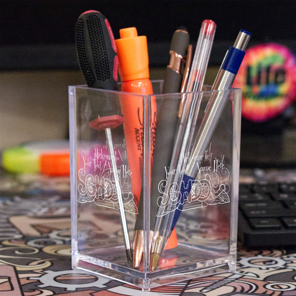 Welcome to School Acrylic Pen Holder - In Context