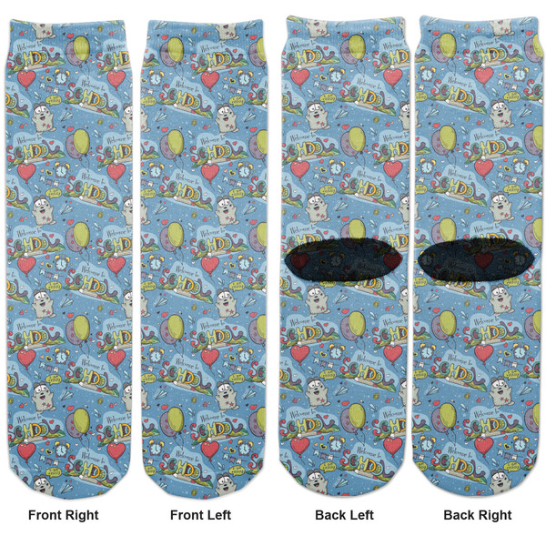Welcome to School Adult Crew Socks - Double Pair - Front and Back - Apvl