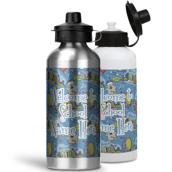 Welcome to School Aluminum Water Bottles - MAIN (white &silver)