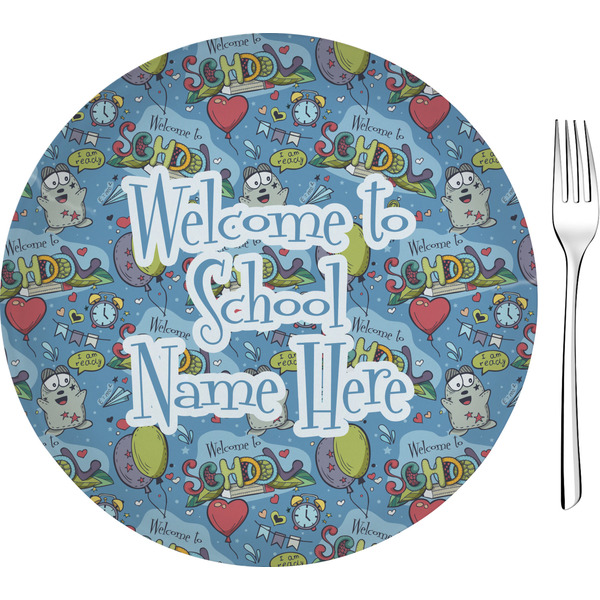 Custom Welcome to School 8" Glass Appetizer / Dessert Plates - Single or Set (Personalized)