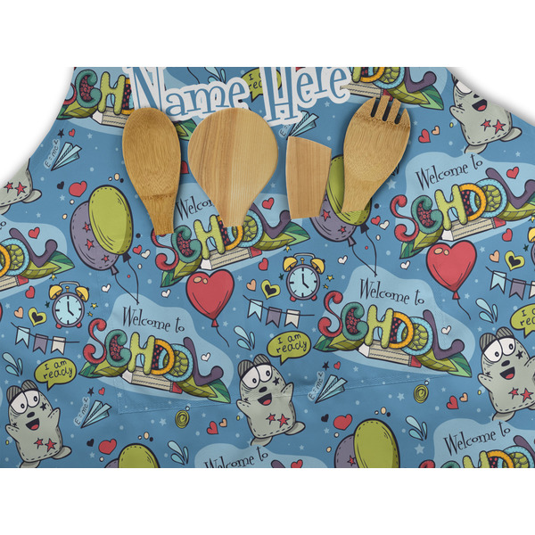 Welcome to School Apron - Pocket Detail with Props