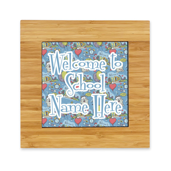 Custom Welcome to School Bamboo Trivet with Ceramic Tile Insert (Personalized)