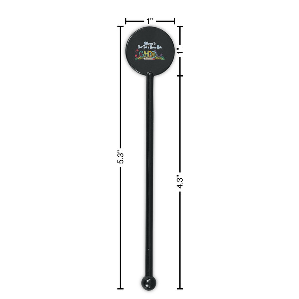Welcome to School Black Plastic 5.5" Stir Stick - Round - Dimensions
