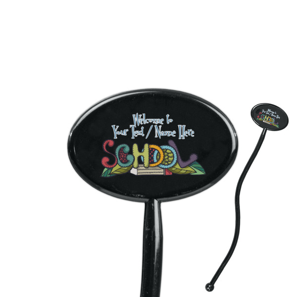 Custom Welcome to School 7" Oval Plastic Stir Sticks - Black - Double Sided (Personalized)