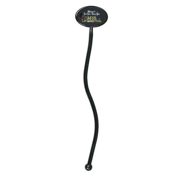 Welcome to School Black Plastic 7" Stir Stick - Oval - Single Stick