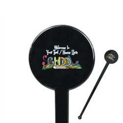 Welcome to School 7" Round Plastic Stir Sticks - Black - Single Sided (Personalized)