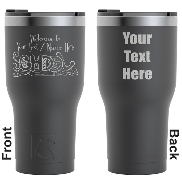 Custom Welcome to School RTIC Tumbler - Black - Engraved Front & Back (Personalized)