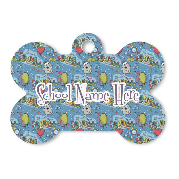 Custom Welcome to School Bone Shaped Dog ID Tag - Large (Personalized)