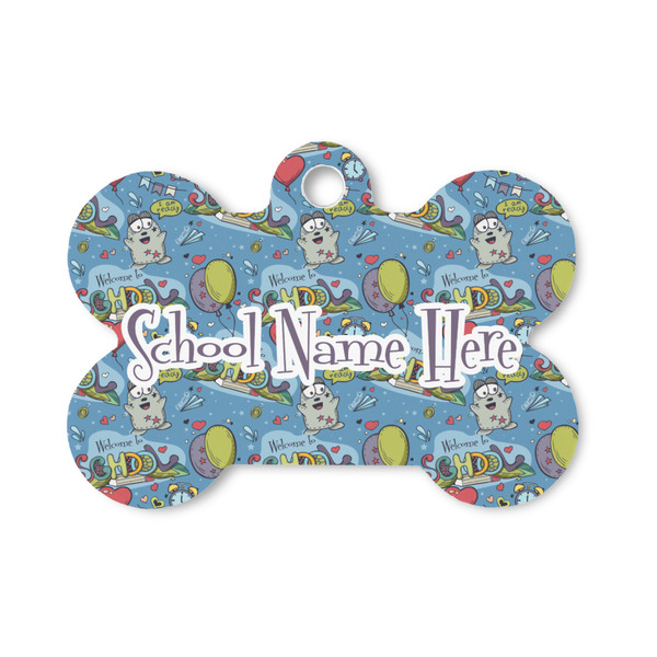 Custom Welcome to School Bone Shaped Dog ID Tag - Small (Personalized)