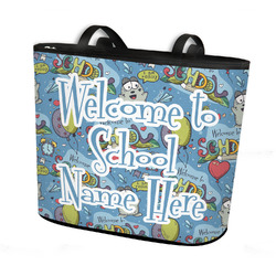 Welcome to School Bucket Tote w/ Genuine Leather Trim (Personalized)