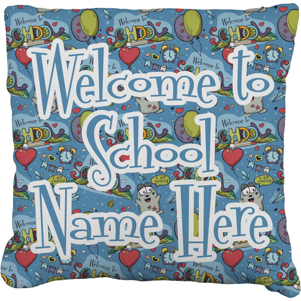 Custom Welcome to School Faux-Linen Throw Pillow 16" (Personalized)