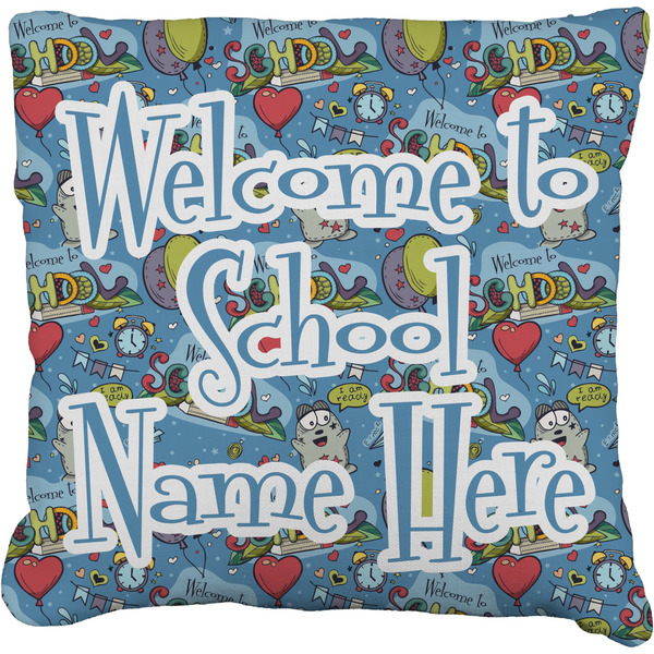 Custom Welcome to School Faux-Linen Throw Pillow 18" (Personalized)