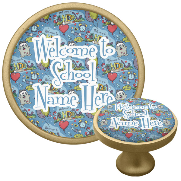 Custom Welcome to School Cabinet Knob - Gold (Personalized)
