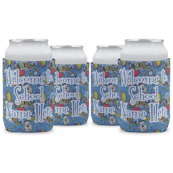 Custom Welcome to School Can Cooler (12 oz) - Set of 4 w/ Name or Text