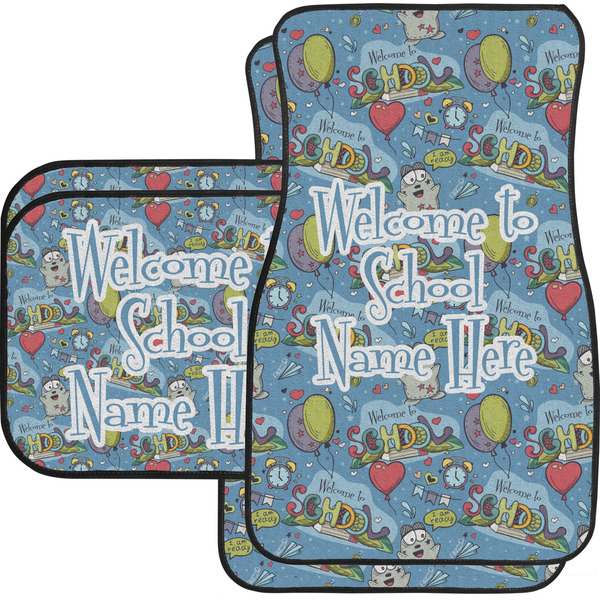 Custom Welcome to School Car Floor Mats Set - 2 Front & 2 Back (Personalized)