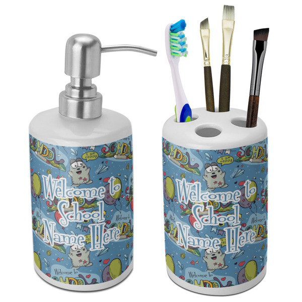 Custom Welcome to School Ceramic Bathroom Accessories Set (Personalized)