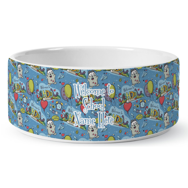 Welcome to School Ceramic Dog Bowl - Medium - Front