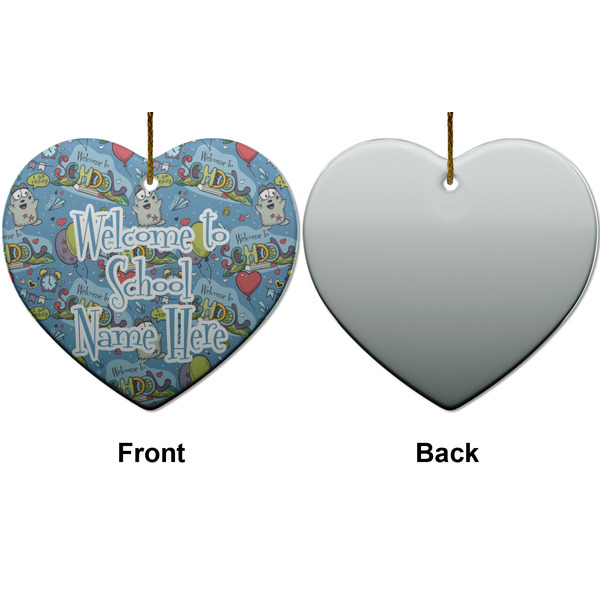 Welcome to School Ceramic Flat Ornament - Heart Front & Back (APPROVAL)