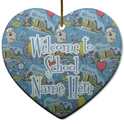 Welcome to School Heart Ceramic Ornament w/ Name or Text