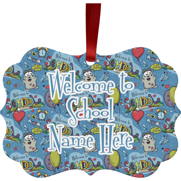 Custom Welcome to School Metal Frame Ornament - Double Sided w/ Name or Text