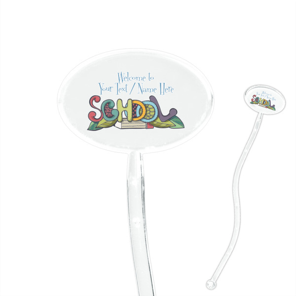 Custom Welcome to School 7" Oval Plastic Stir Sticks - Clear (Personalized)