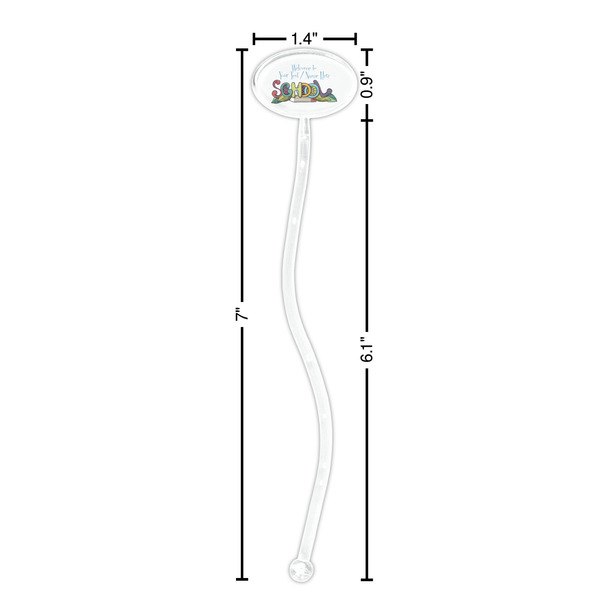 Welcome to School Clear Plastic 7" Stir Stick - Oval - Dimensions