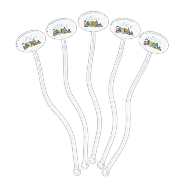 Welcome to School Clear Plastic 7" Stir Stick - Oval - Fan