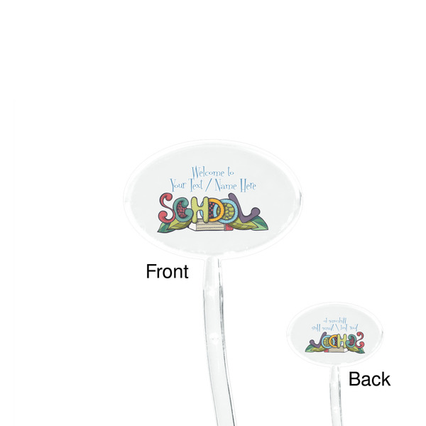 Welcome to School Clear Plastic 7" Stir Stick - Oval - Front & Back