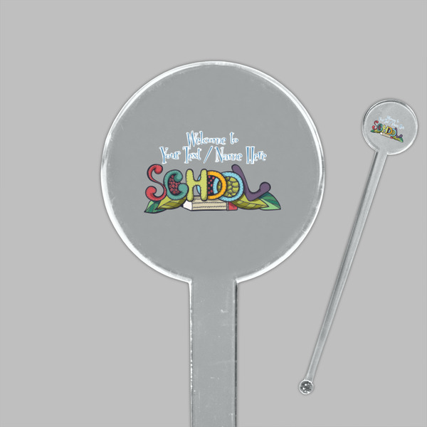 Welcome to School Clear Plastic 7" Stir Stick - Round - Closeup