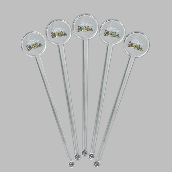 Welcome to School Clear Plastic 7" Stir Stick - Round - Fan View