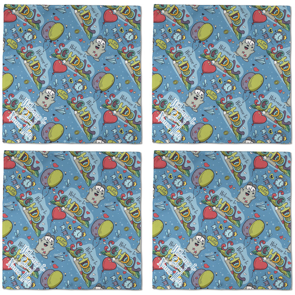Welcome to School Cloth Napkins - Personalized Dinner (APPROVAL) Set of 4