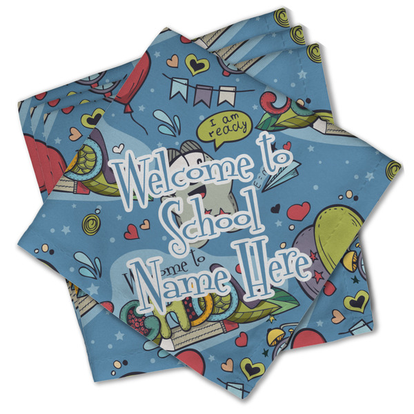 Custom Welcome to School Cloth Cocktail Napkins - Set of 4 w/ Name or Text