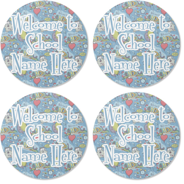 Welcome to School Coaster Round Rubber Back - Apvl