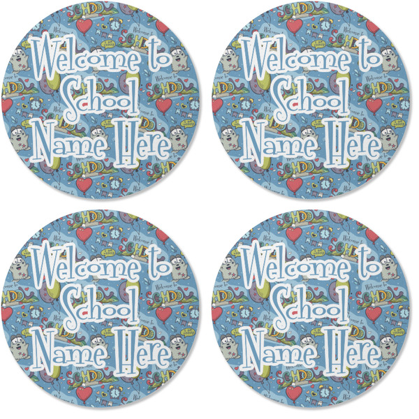 Welcome to School Coaster Round Rubber Back - Apvl