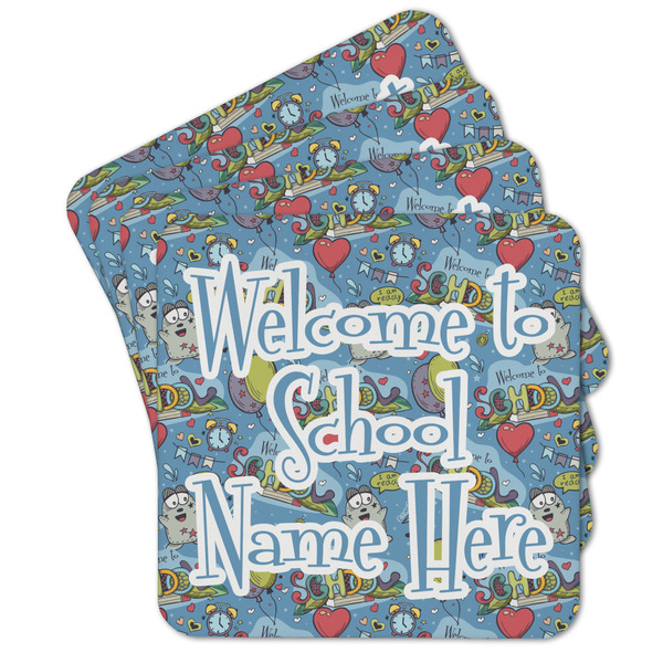 Custom Welcome to School Cork Coaster - Set of 4 w/ Name or Text