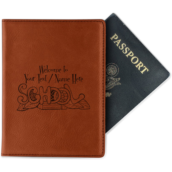 Custom Welcome to School Passport Holder - Faux Leather - Double Sided (Personalized)