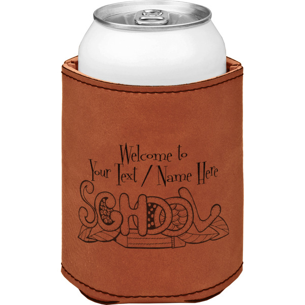 Welcome to School Cognac Leatherette Can Sleeve - Single Front